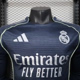 2025-26 Mens Real Madrid away blue Player Version Long sleeves Jersey