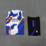 2025-26 Mens Real Madrid white blue vest Training Short Suit