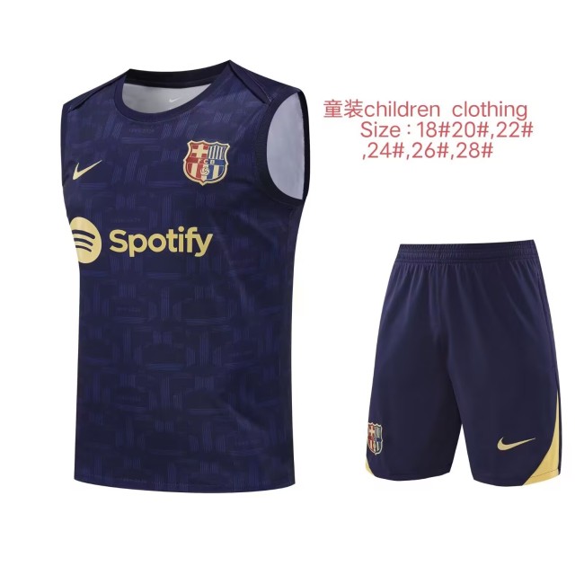 2025-26 Kids Barcelona blue vest  soccer jersey