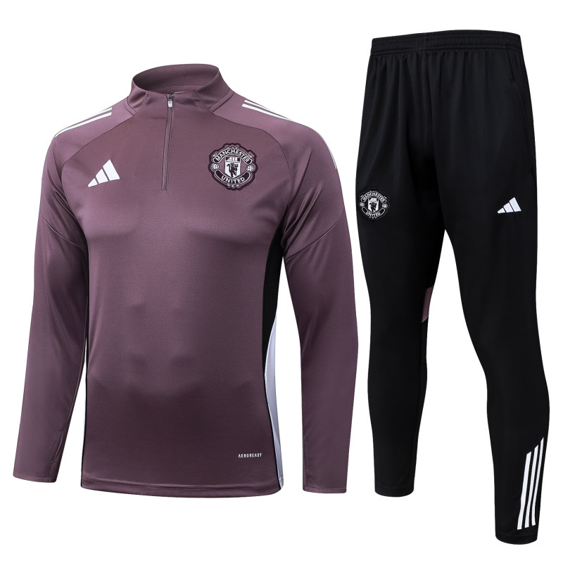 2025/26 Mens Manchester United Grey purple Half-pull Training suit  B2550#