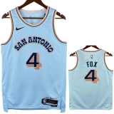 25-26 SA Spurs FOX #4 Light blue City Edition Top Quality Hot Pressing NBA Jersey