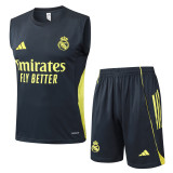 2025-26 Mens Real Madrid dark grey vest Training Short Suit      D2597#