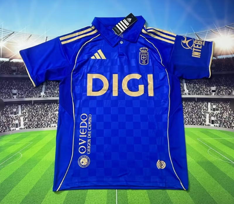 2025-26 Mens  Real Oviedo home  blue Soccer Jersey