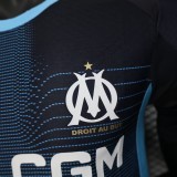 Mens Marseille blue away Player version soccer jersey 2025-26