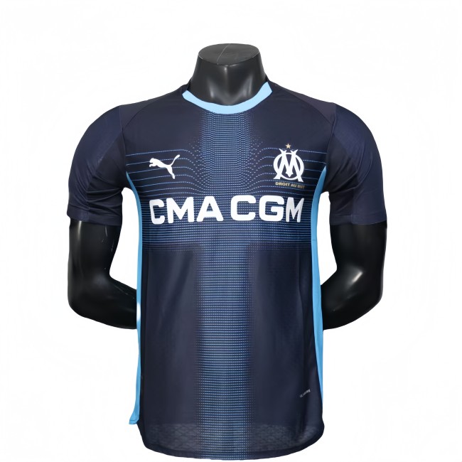 Mens Marseille blue away Player version soccer jersey 2025-26