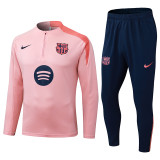 2025-26 Mens Barcelona pink Half Pull Tracksuit suit