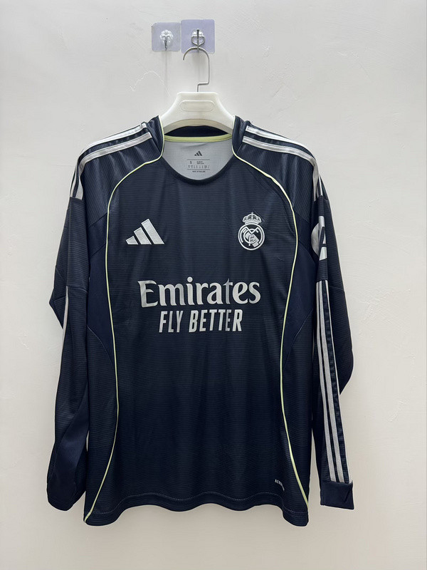 2025-26Mens Real Madrid away Long Sleeve Soccer Jersey
