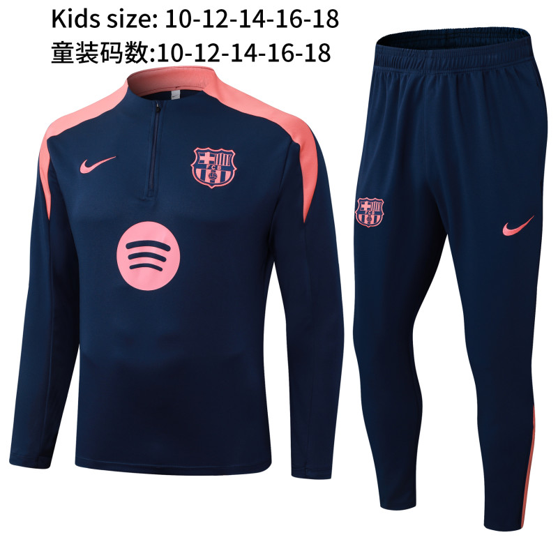 2025-26 Kids Barcelona royal blue Half Pull Training suit
