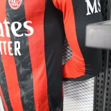 2526 Mens AC Milan  Player version red  home Long sleeve Jersey