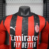 2526 Mens AC Milan  Player version red  home Long sleeve Jersey