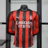 2526 Mens AC Milan  Player version red  home Long sleeve Jersey