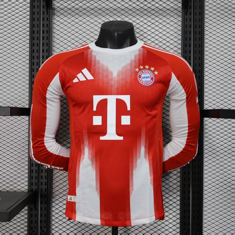 2025-26 Mens Bayern Munich red  home  Player  Long Sleeve  Jersey