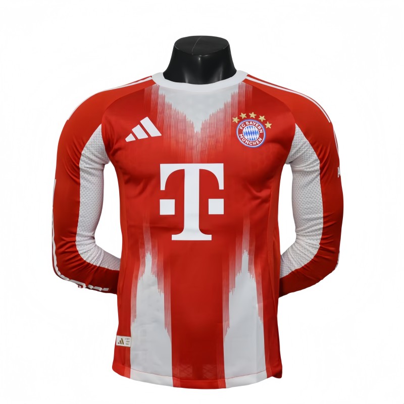 2025-26 Mens Bayern Munich red  home  Player  Long Sleeve  Jersey