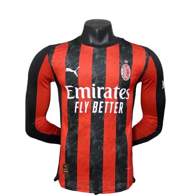 2526 Mens AC Milan  Player version red  home Long sleeve Jersey