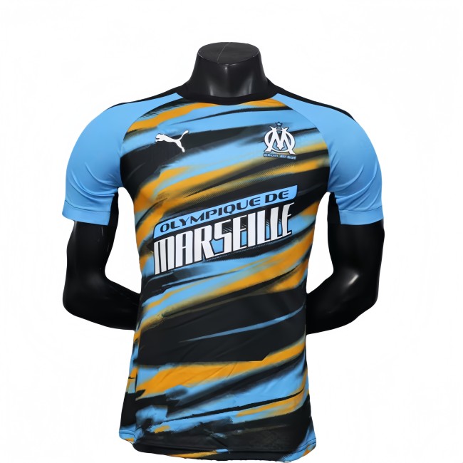 2025-26 Mens Marseille Player version Yellow Blue soccer jersey