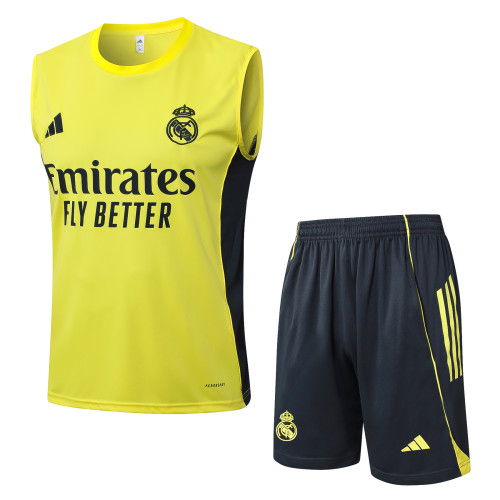 2025-26 Mens Real Madrid yellow vest Training Short Suit