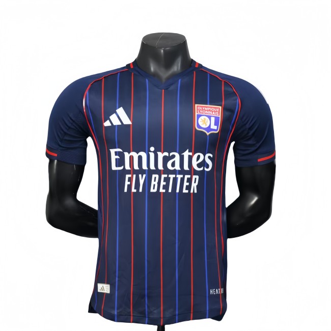 2025-26 Mens Lyon away blue Player version Soccer Jersey