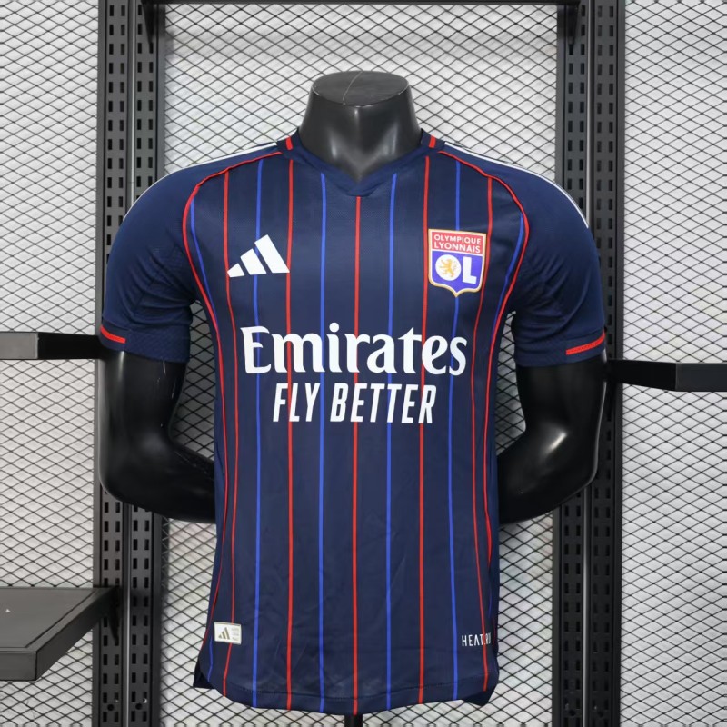 2025-26 Mens Lyon away blue Player version Soccer Jersey