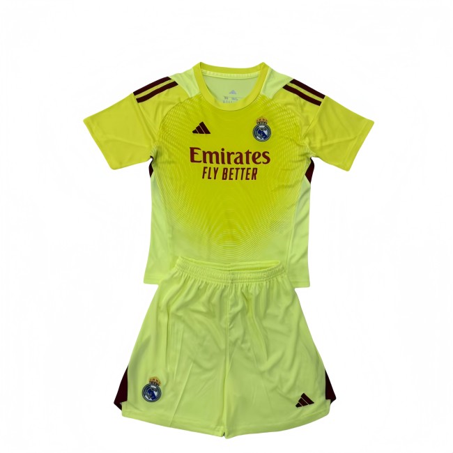 2025-26 Kids Real Madrid Goalkeeper yellow soccer Jersey