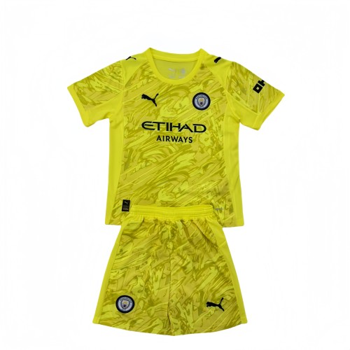 2025-26  Kids  Manchester City goalkeeper yellow soccer jersey