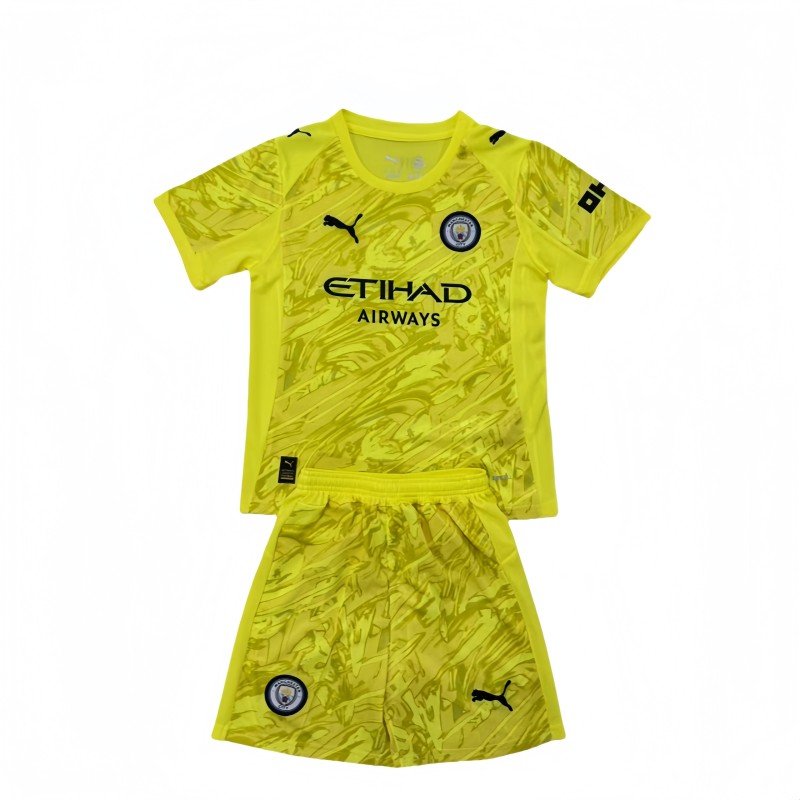 2025-26  Kids  Manchester City goalkeeper yellow soccer jersey