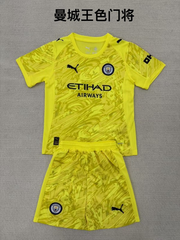 2025-26  Kids  Manchester City goalkeeper yellow soccer jersey