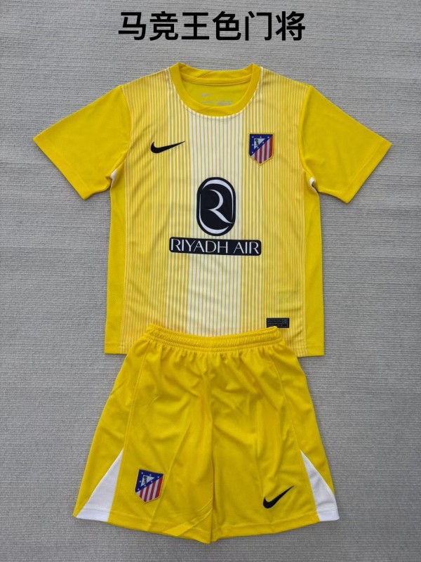 2025-26 Kids Atletico Madrid  Goalkeeper yellow soccer jersey