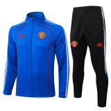 2025-26 Mens Manchester United Retro Colorful Blue Jacket  Training Suit