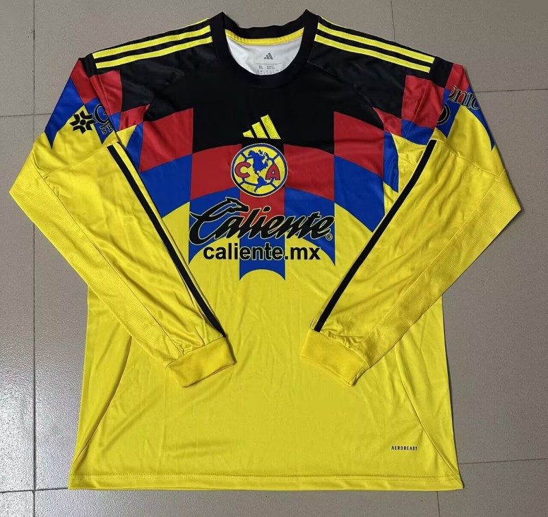 2025-26 Men's Club America home yellow Long Sleeve soccer Jersey