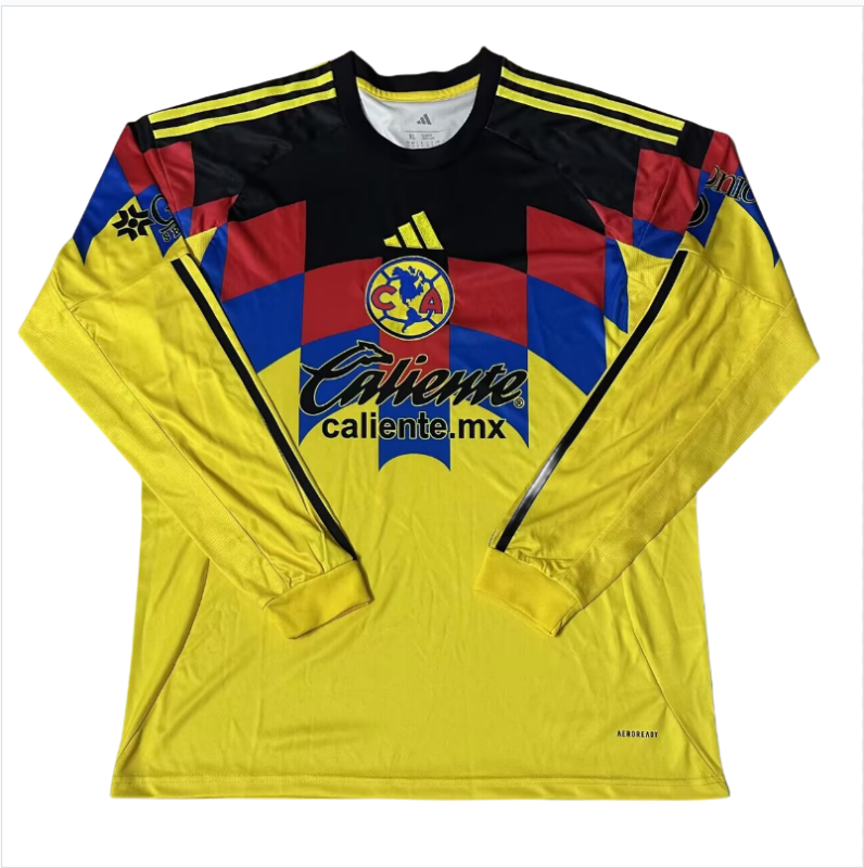 2025-26 Men's Club America home yellow Long Sleeve soccer Jersey