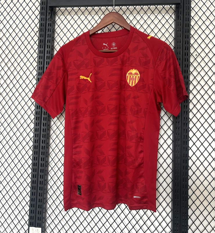 2025-26 Mens Valencia red away soccer Jersey
