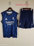 2025-26 Mens Real Madrid Blue vest Training Short Suit