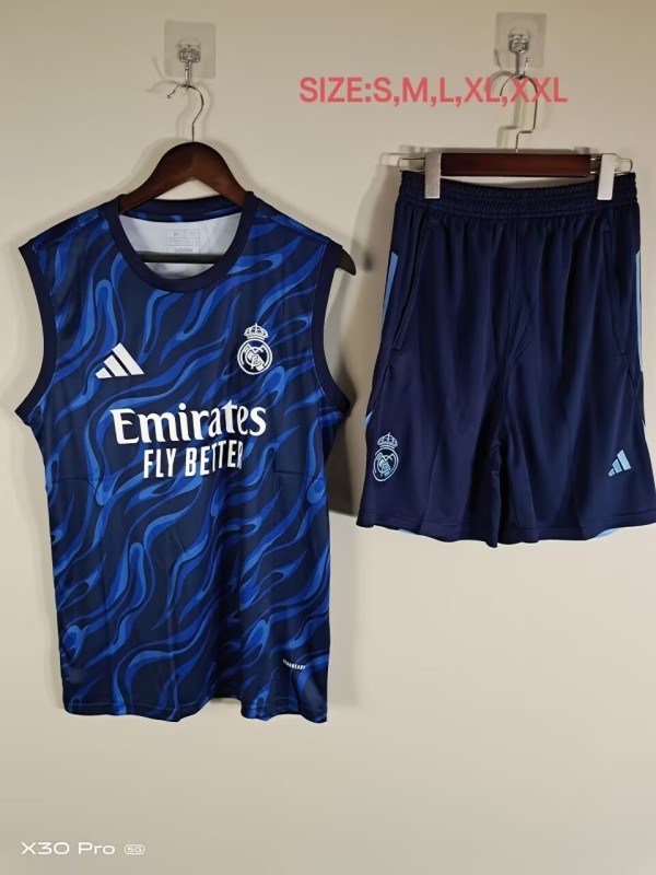 2025-26 Mens Real Madrid Blue vest Training Short Suit