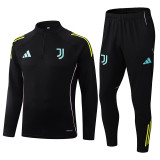 2025-26 Mens Juventus black half-pull Training suit