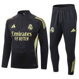 2025-26 Mens Real  Madrid black  Half-pull Training Suit