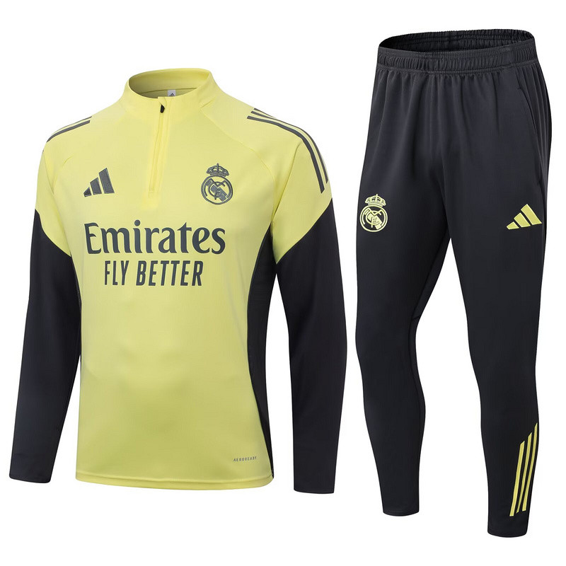 2025-26 Mens Real  Madrid yellow  Half-pull Training Suit