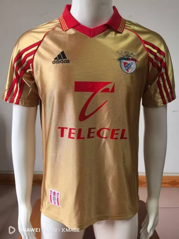 1999-00 Mens Retro Benfica golden home soccer  Jersey
