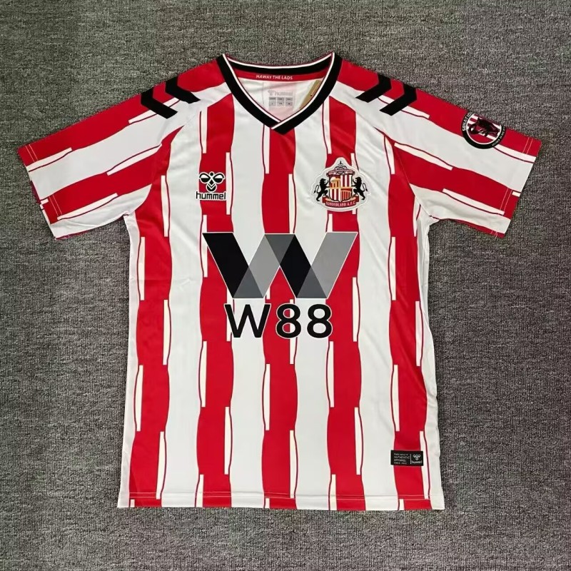 2025-26 Mens Sunderland home Red and white Fans Soccer Jersey