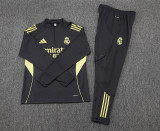 2025-26 Mens Real  Madrid black  Half-pull Training Suit