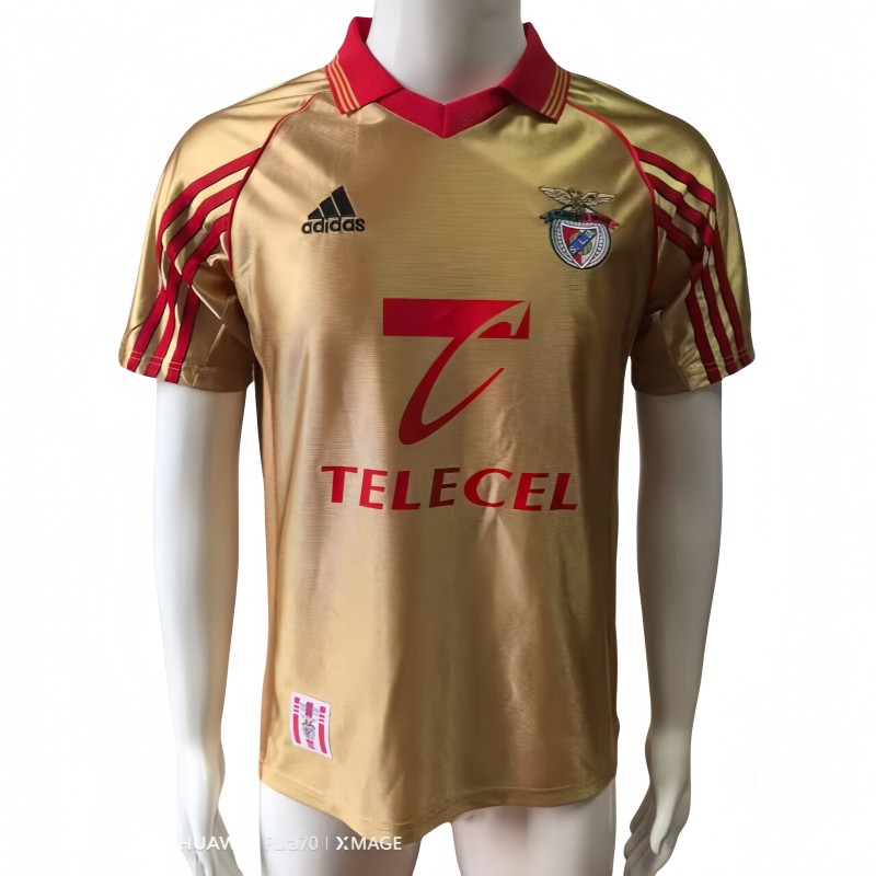 1999-00 Mens Retro Benfica golden home soccer  Jersey