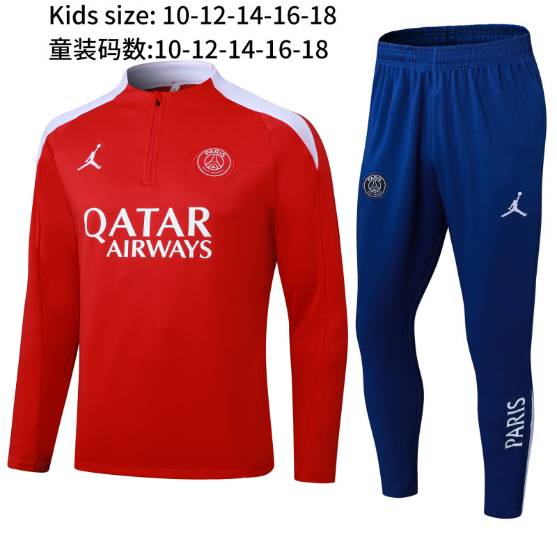 2025-26 Kids PSG red Half Pull Training suit