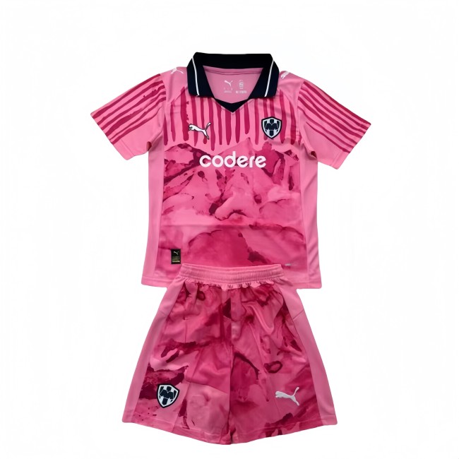 2025-26 Kids Monterrey  pink goalkeeper Soccer Jersey
