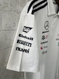 2025 F1 Mercedes White Polo Racing Suit(有领)