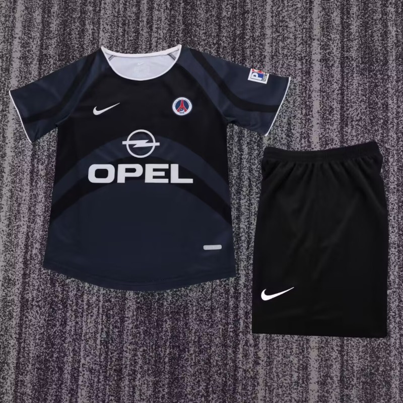 2001-02 Kids PSG Third away black Retro soccer jersey