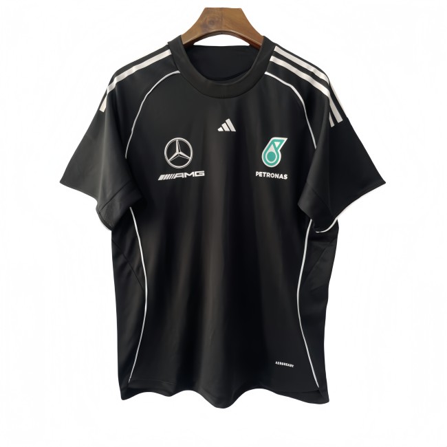 2025 F1 Mercedes Black T-Shirts Racing Suit