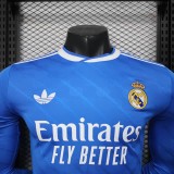 2025-26 Mens Real Madrid Third away blue  Player Long sleeve Soccer Jersey