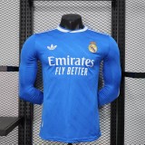 2025-26 Mens Real Madrid Third away blue  Player Long sleeve Soccer Jersey