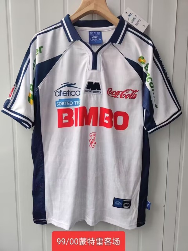 1999-00 Mens  Monterrey  Retro  away white soccer Jersey