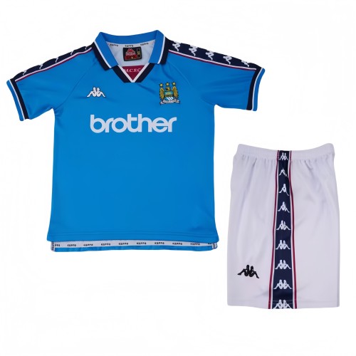1997-98 Kids Manchester City Retro blue home soccer jersey