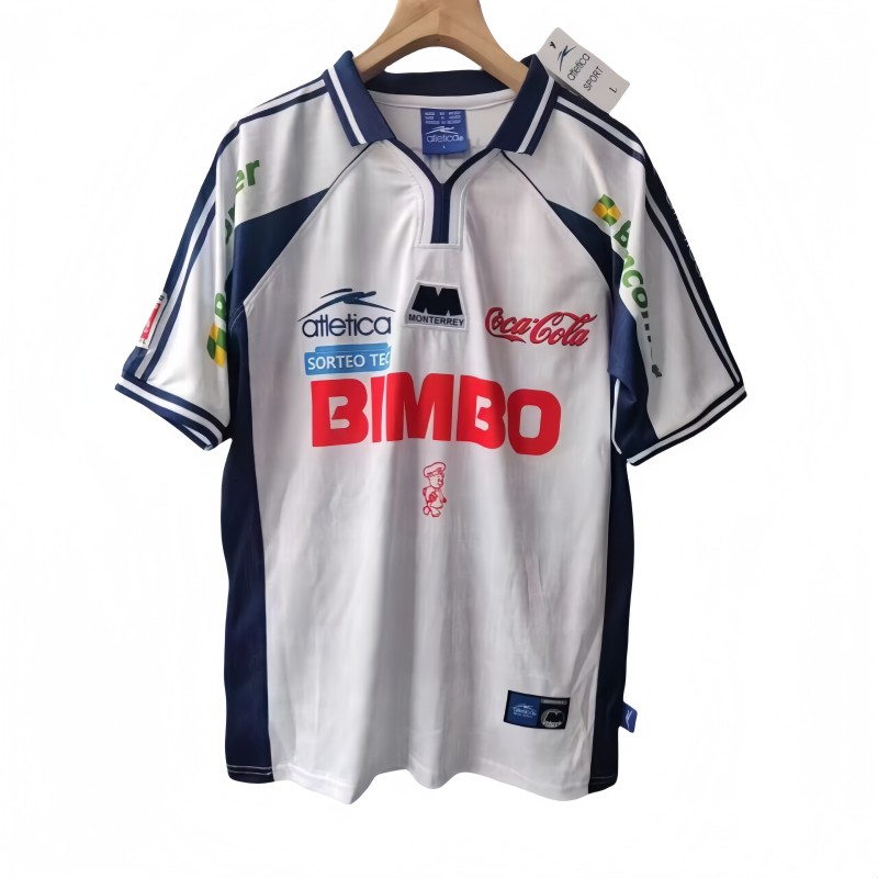 1999-00 Mens  Monterrey  Retro  away white soccer Jersey